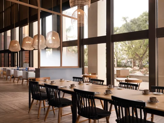 interior view of tables at the peel restaurant